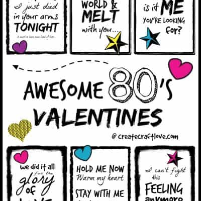 Awesome 80s Valentines - free printable available at createcraftlove.com!