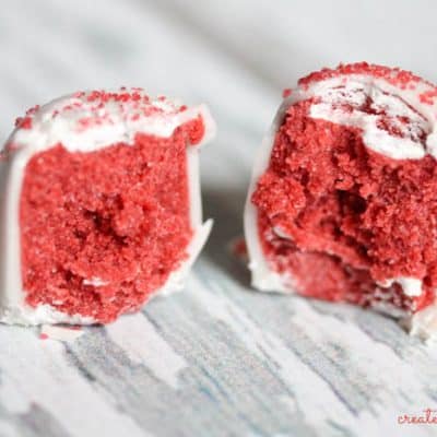 These Red Velvet Cake Truffles are the perfect no bake treat for your Valentine! via createcraftlove.com