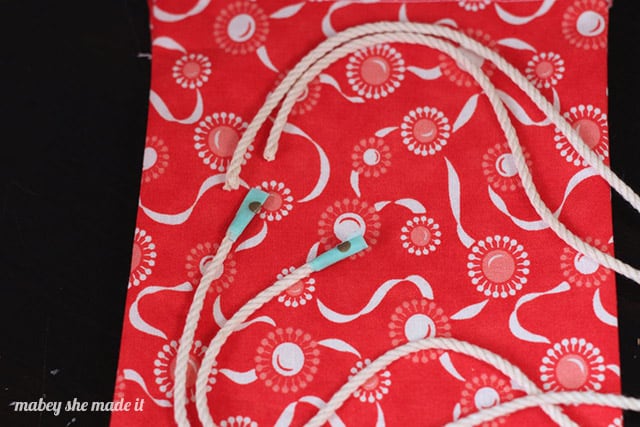 attach rope for drawstring gift bag