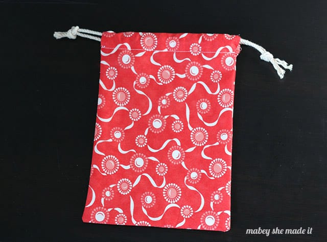 completed drawstring gift bag
