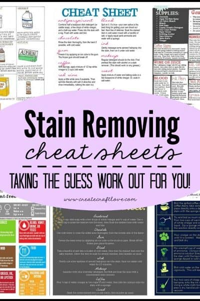 Stain Removing Cheat Sheets - taking the guess work out for you! via createcraftlove.com