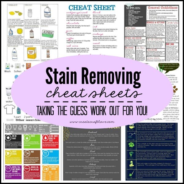 Stain Removing Cheat Sheets - taking the guess work out for you! via createcraftlove.com
