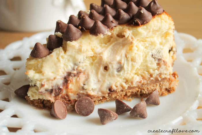 Grab a slice of Chocolate Chip Caramel Cheesecake!