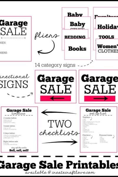 FREE Garage Sale Printables with TWO bonus checklists! via createcraftlove.com