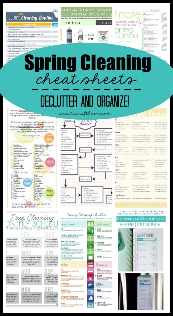 Spring Cleaning Cheat Sheets - everything you need to declutter and organize this spring! via createcraftlove.com