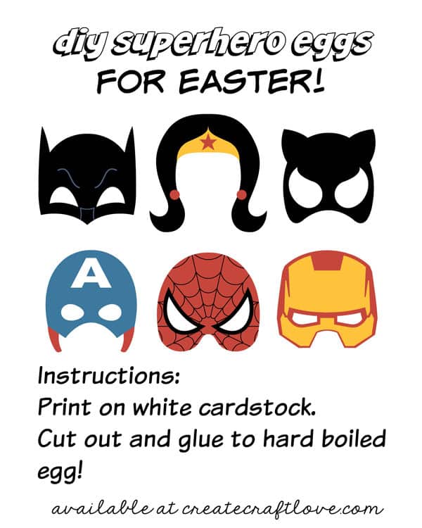 DIY Superhero Easter Eggs complete with free printable available at createcraftlove.com!