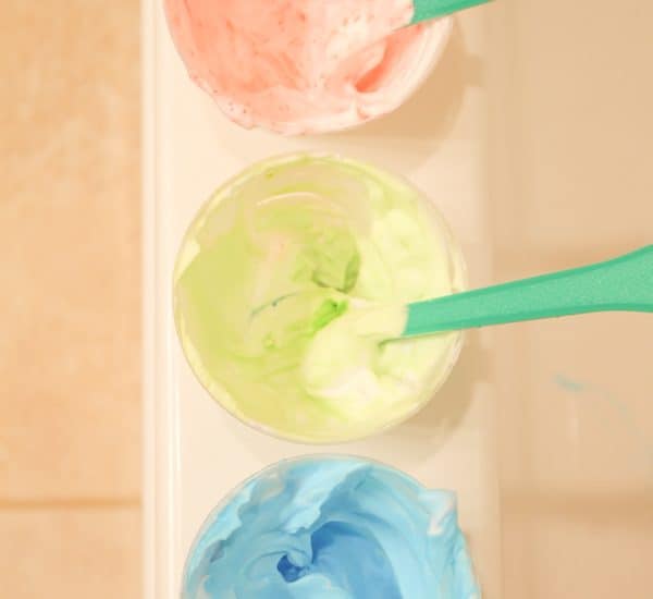 Whip up some this DIY Bath Paint to keep bath time fun! via createcraftlove.com