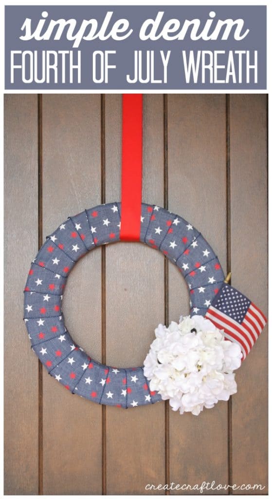 I love how my Simple Denim Fourth of July Wreath turned out! via createcraftlove.com