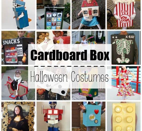 These Cardboard Box Halloween Costumes are so imaginative, fun and cheap to make! via createcraftlove.com