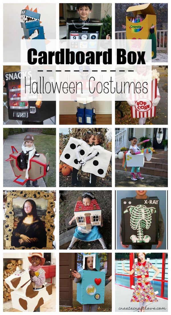 These Cardboard Box Halloween Costumes are so imaginative, fun and cheap to make!