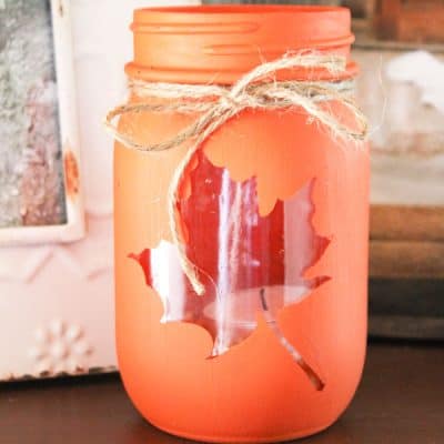 Cute and easy Mason Jar Fall Luminary - tutorial at createcraftlove.com!