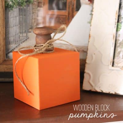 These Wooden Block Pumpkins have a vintage farmhouse feel! via createcraftlove.com