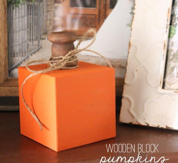 These Wooden Block Pumpkins have a vintage farmhouse feel! via createcraftlove.com