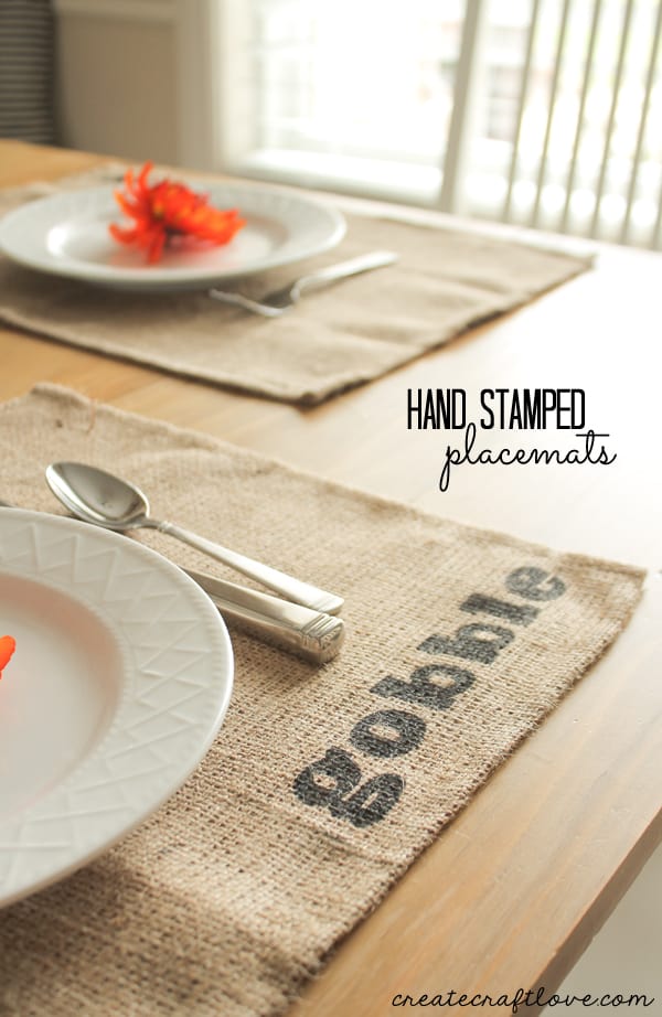 Add a little something extra to your table with these Hand Stamped Placemats! via createcraftlove.com