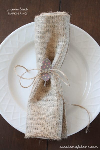 I thought it would be fun to tie in the garland and made these pretty Paper Leaf Napkin Rings! via createcraftlove.com