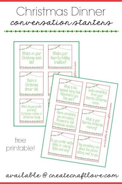 Download your free Christmas Dinner Conversation Starters at createcraftlove.com!