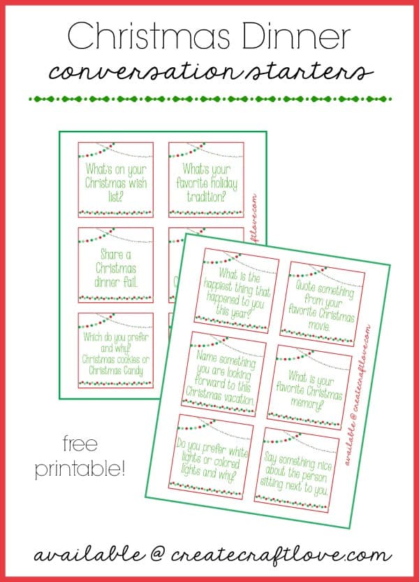 Christmas Dinner Conversation Starters Free Download