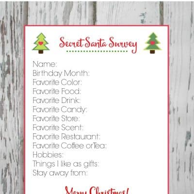 My Secret Santa Survey Printable will make gift exchanges a breeze this holiday season! via createcraftlove.com