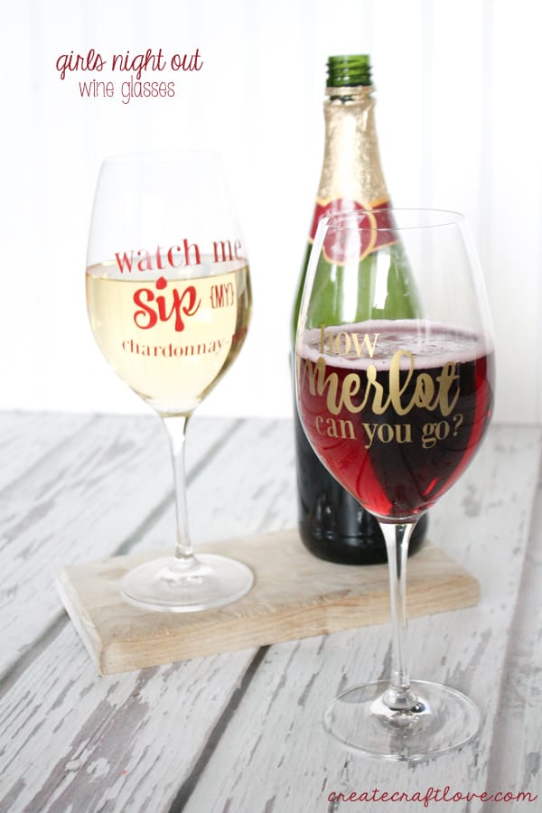 Whatever happens while drinking from these Girls Night Out Wine Glasses, stays with these wine glasses. via createcraftlove.com