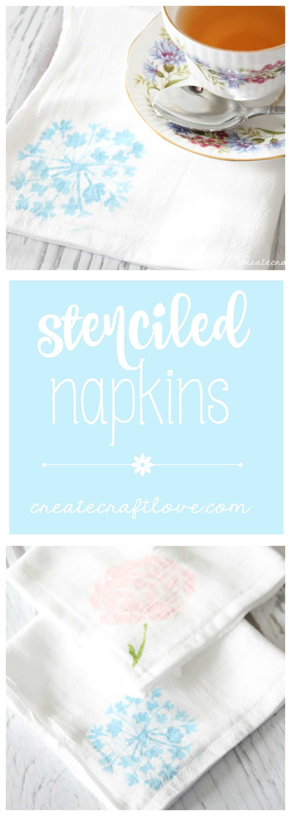 Handmade Stenciled Napkins are so easy that kids can make them too!