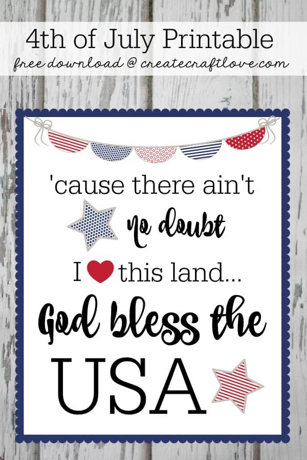 Print out this FREE 4th of July Printable to add a little Americana to your decor! via createcraftlove.com
