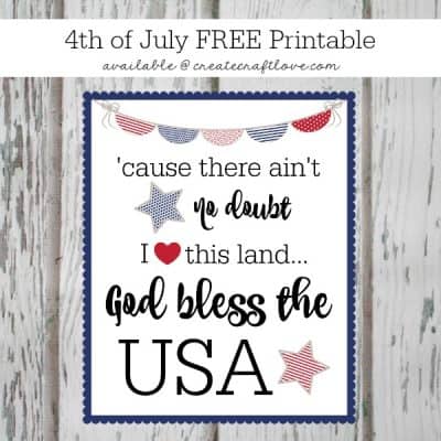 Print out this FREE 4th of July Printable to add a little Americana to your decor! via createcraftlove.com