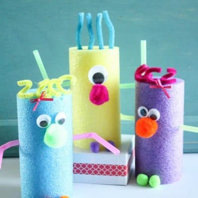 These Pool Noodle Monsters are a great kids craft for a summer day! via createcraftlove.com