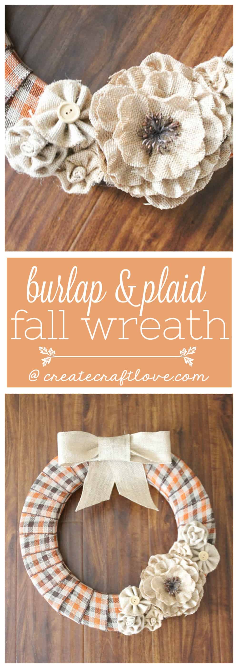 This Burlap and Plaid Fall Wreath is the perfect way to greet guests this autumn!