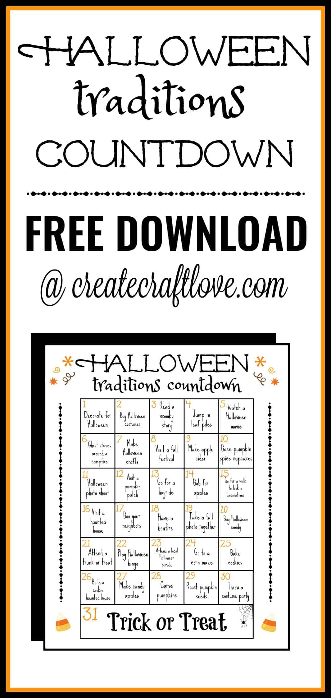 I put together this Halloween Traditions Printable to help you jump start your fall holidays traditions!