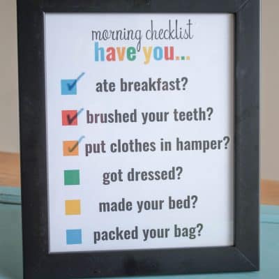 I created this Morning Checklist Printable to get my kiddo moving in the morning!
