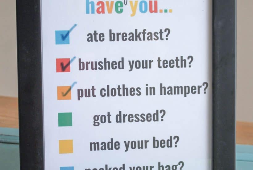 I created this Morning Checklist Printable to get my kiddo moving in the morning!