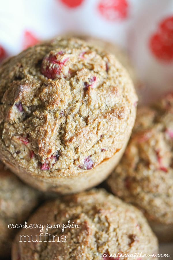 These Cranberry Pumpkin Muffins are a great make ahead breakfast idea for fall!