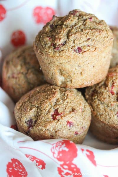 These Cranberry Pumpkin Muffins are a great make ahead breakfast idea for fall!