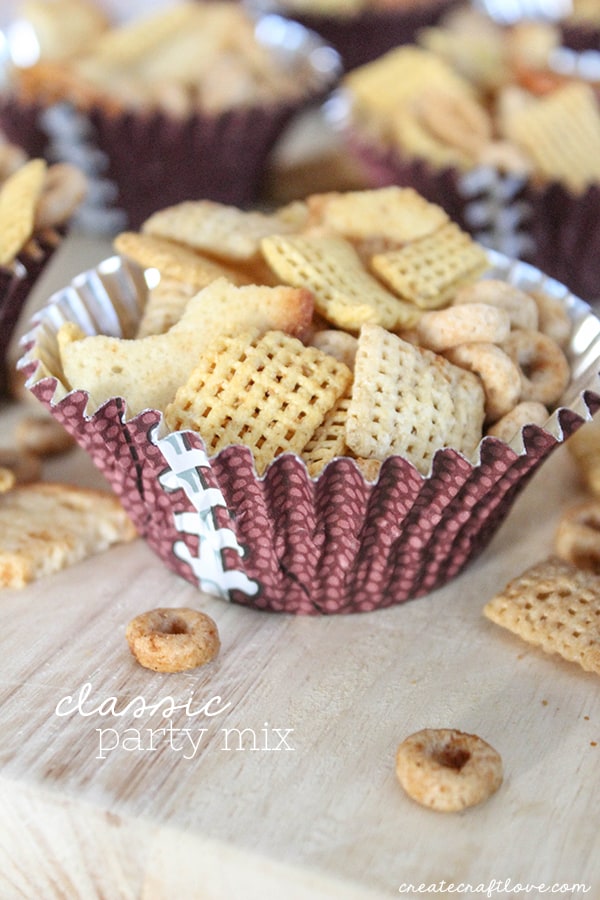This Classic Party Mix Recipe will flood your taste buds with memories of your childhood! via createcraftlove.com
