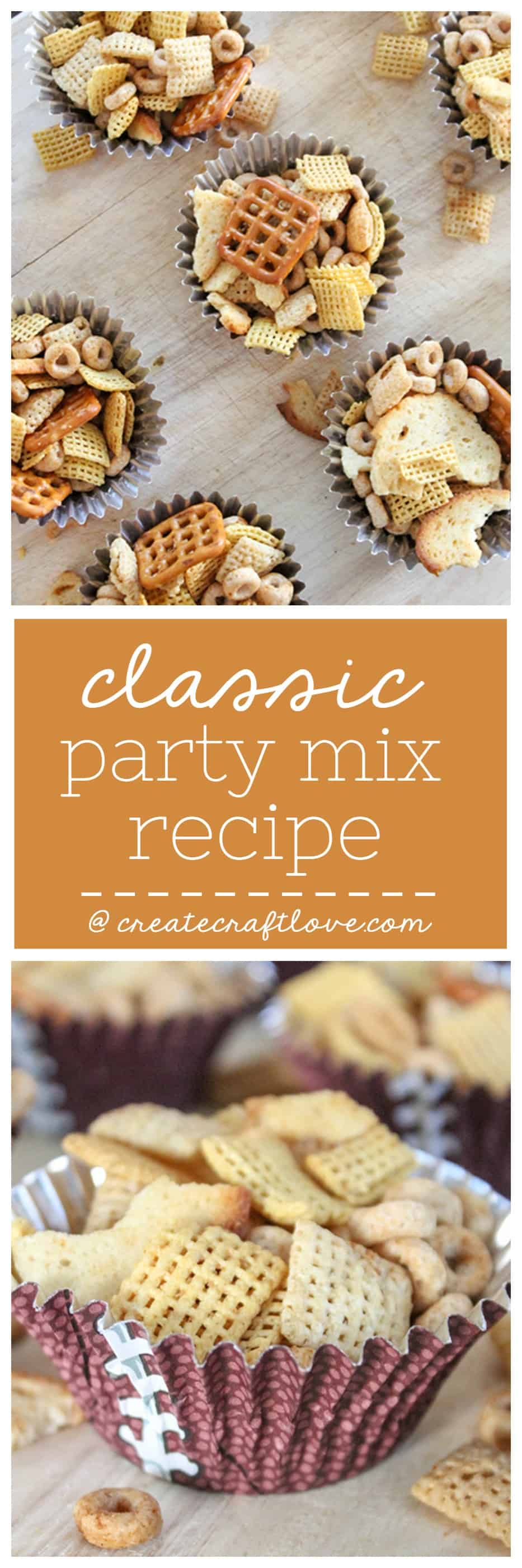 This Classic Party Mix Recipe will flood your taste buds with memories of your childhood! via createcraftlove.com