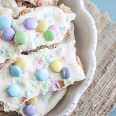 This Easter Toffee Bark is not your standard holiday bark! It packs an extra surprise! via createcraftlovecom