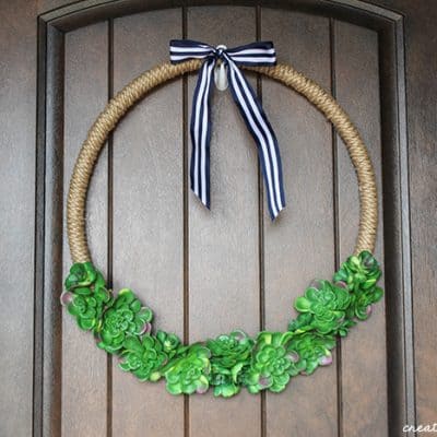 Succulent Hoop Wreath adds a trendy look to your front door!