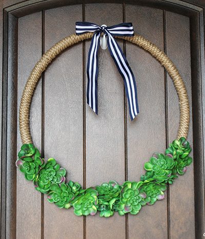 Succulent Hoop Wreath adds a trendy look to your front door!