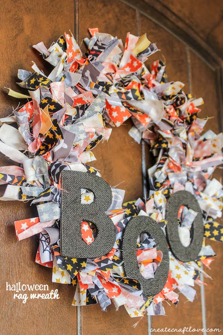 Whip up this easy Halloween Rag Wreath to greet your trick or treaters!