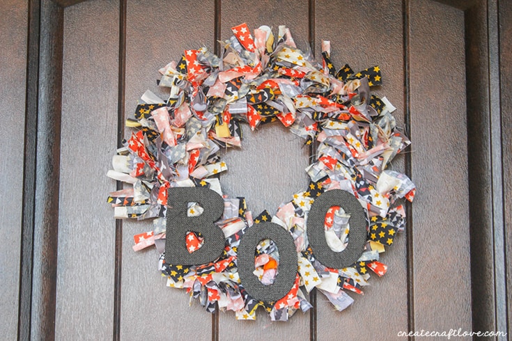Let the kids help you make this Halloween Rag Wreath!