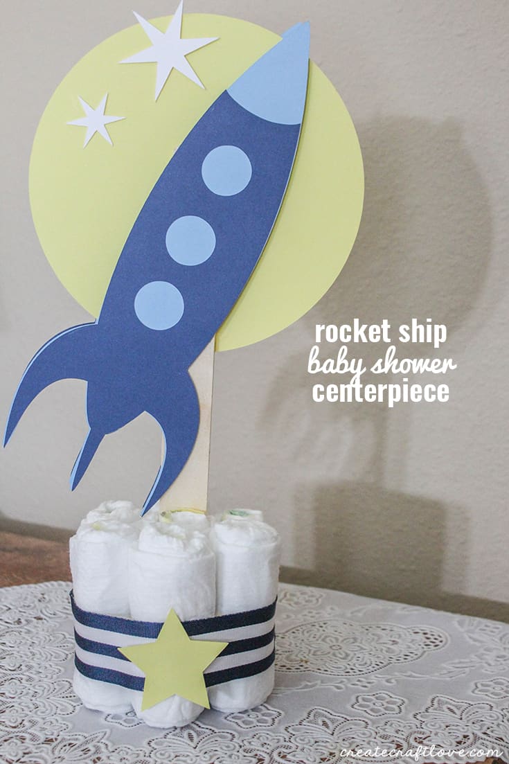 This Baby Shower Centerpiece is perfect for a space or rocket themed nursery!