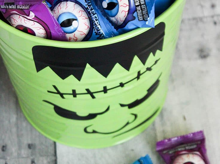 Frankenstein Halloween Candy Bucket that you can make yourself!