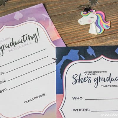 We created these unicorn inspired Customizable Graduation Invitations for your graduation party!