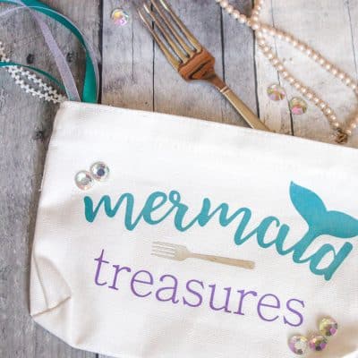 Store all of your mermaid treasures in this easy to make DIY Mermaid Makeup Bag!
