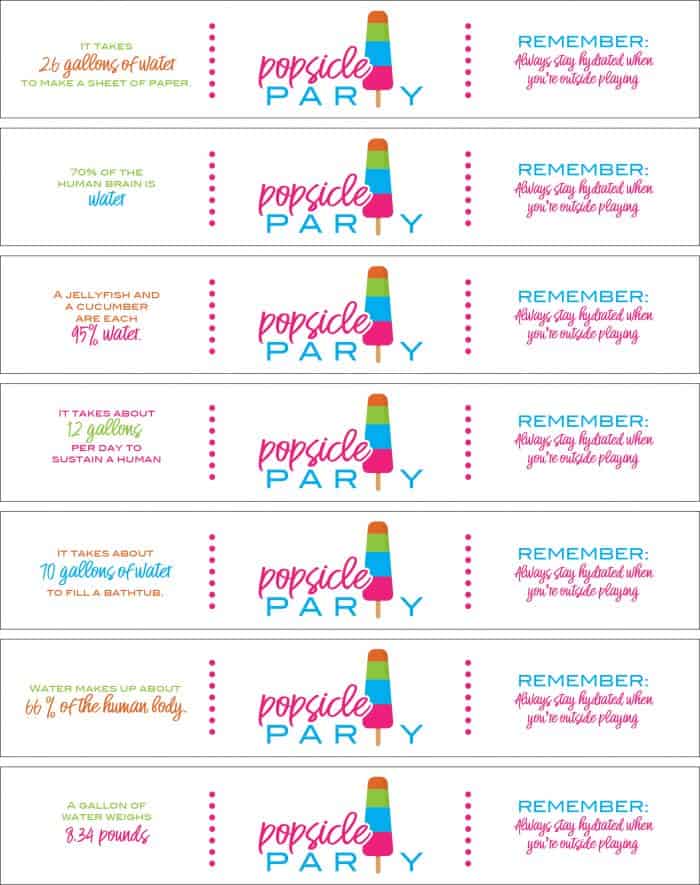 popsicle party water labels