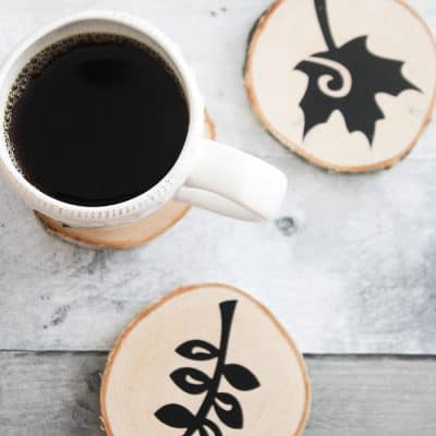 Easy Faux Wood Burnt Coasters for Fall!