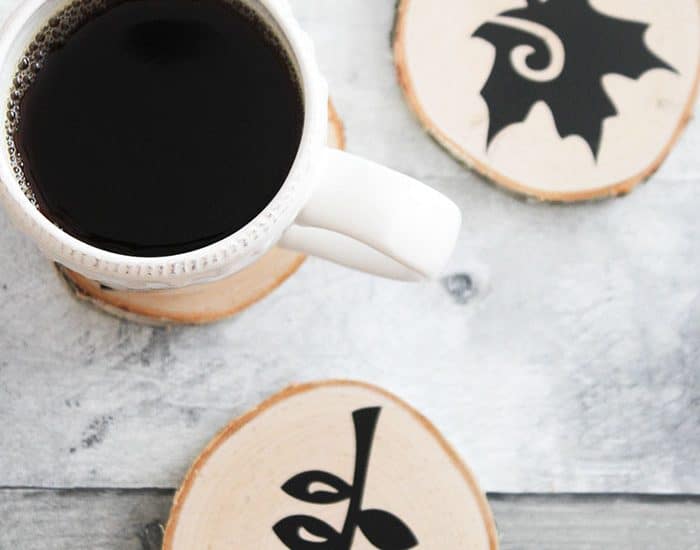 Easy Faux Wood Burnt Coasters for Fall!