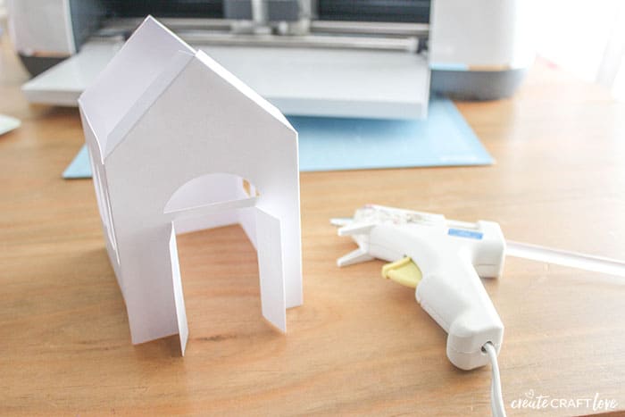 gluing paper houses