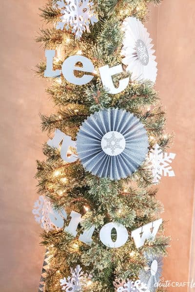 let it snow christmas tree with cricut upclose