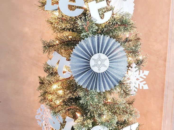 let it snow christmas tree with cricut upclose